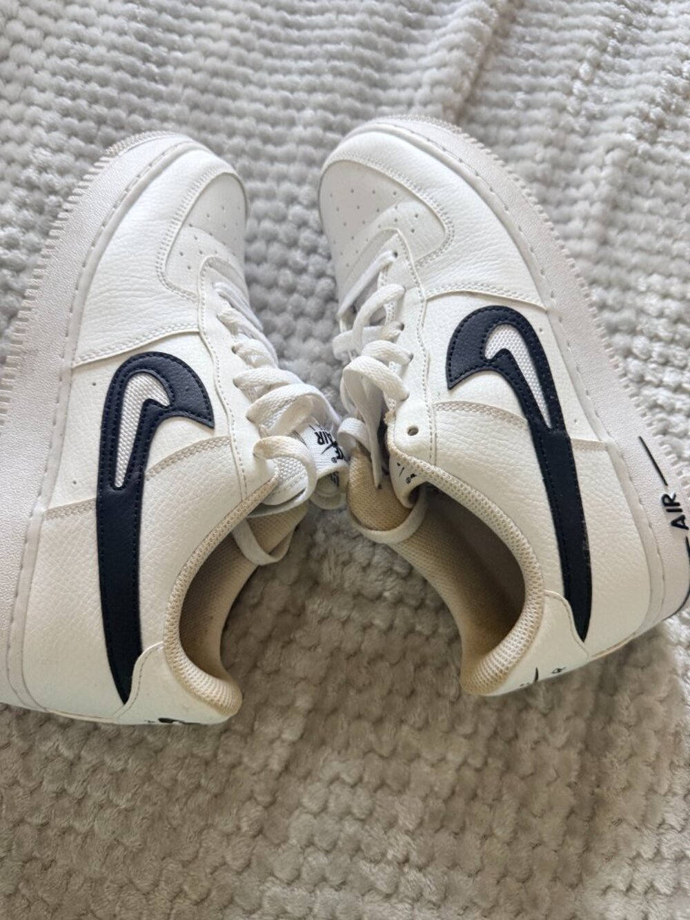 y2k Nike Air Force 1 Low White black Sneakers with new laces - Picture 2 of 16